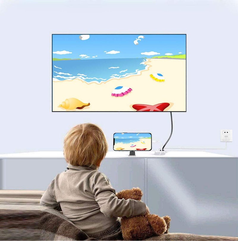 Wahbite محول واهابيت لايتنينغ إلى HDMI، كابل محول فيديو AV بدقة 1080P، موصل شاشة HDMI متوافق مع آيفون 13 12 11 XR XS ماكس X 8 7 6 بلس إلى تلفاز HD أو بروجيكتور أو شاشة - Image 2